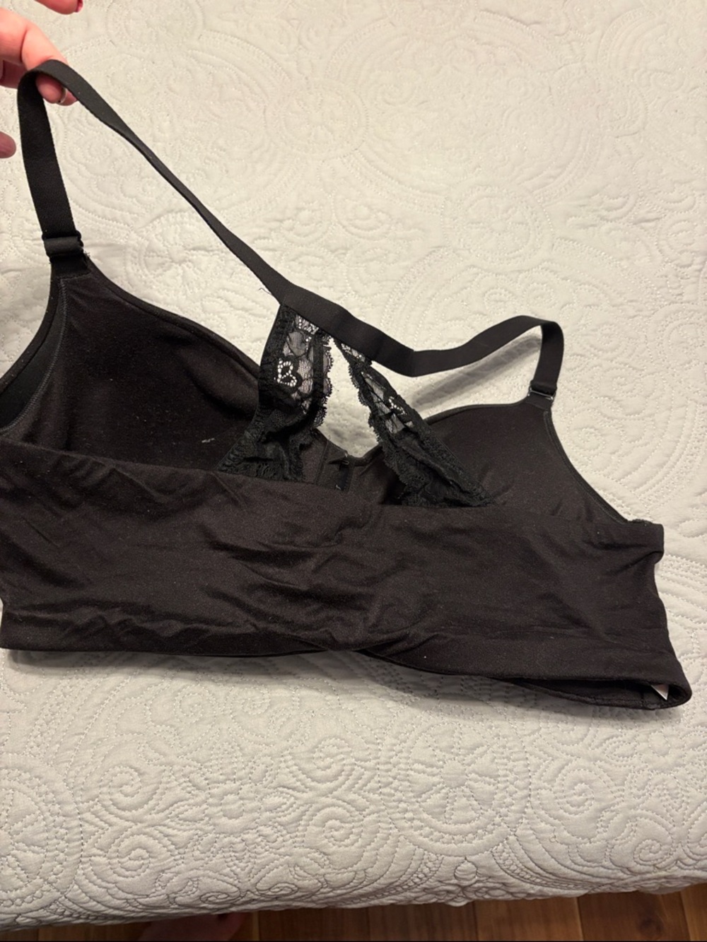 Cacique Black Front-Closure Racerback Bra with Lace Detail - Picture 4 of 6